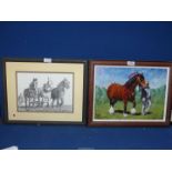 A framed Oil on board titled verso 'Shire Filly Goes on Show', initialled lower left C.