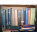 A box of books including 'The Principles and Practice of Management', 'Engineering Metallurgy' etc.