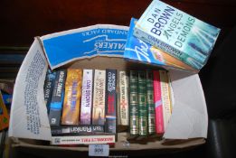 A box of miscellaneous books incl. Dan Brown.