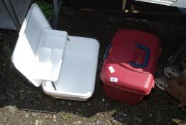 Two fishing tackle boxes, no contents.
