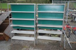Two metal shelving units 3ft wide x 61" high.