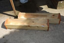 Two home made wooden planters, 38'' long x 7 1/2'' deep.