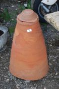 A terracotta Rhubarb forcer with lid, 29 1/2'' high.