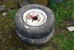A pair of 10'' Mini wheels and tyres.