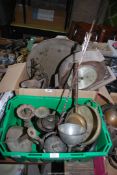 Part companion set, old clock, tray and funnel etc.