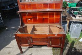 A tiled back Washstand with marble top missing, 46'' wide x 21'' deep x 28'' to base.