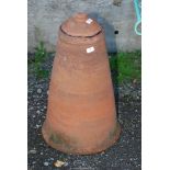 A terracotta Rhubarb forcer with lid, 29 1/2'' high.