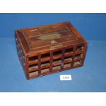 A good early 19th century Rosewood "cage" Letter Box with inset brass carrying handle,