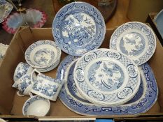 A quantity of Old Chelsea china; three tea cups and saucers, one side plate, five dinner plates,