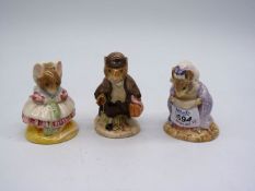Three Royal Albert Beatrix Potter figures; Lady Mouse Made a Curtsey,