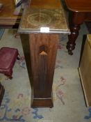 A square Oak Pedestal having reeded and inlaid detail, 36 3/4'' high,