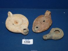 Antiquities: an ancient terracotta oil lamp, Hellenistic, 3rd-2nd century BC, probably Holy Land,