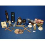 A quantity of small miscellanea including compact, crucifix, bible, ship in a bottle,