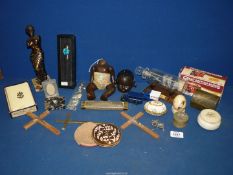 A quantity of small miscellanea including compact, crucifix, bible, ship in a bottle,
