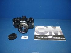 An Olympus OM-4 35mm SLR Camera with an Olympus Zuiko Auto-S 50mm f/1.8 Lens, with lens cap.