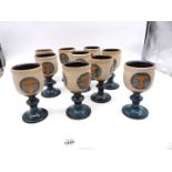 Ten Laugharne Pottery goblets.