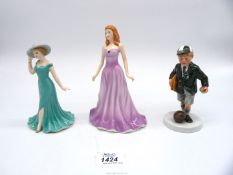 A quantity of figures including Coalport 'Heart to Heart', Royal Doulton 'February Amethyst',