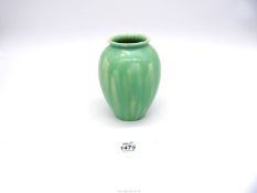 A Pilkington Royal Lancastrian ovoid vase with green streaked glaze, 5 1/2" high.