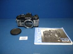 A Contax 139 Quartz 35mm SLR Camera Body with body cap and instruction book, a/f.