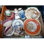 A quantity of small china items including; Shelley ash trays, Falcon ware flower shell pockets,