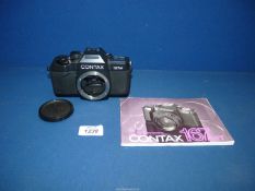 A Contax 167 MT 35mm SLR Camera Body with body cap and instruction book.