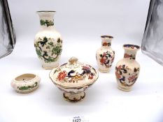 A quantity of Mason's china including blue Mandalay small vases and sweet dish and Chartreuse vase,