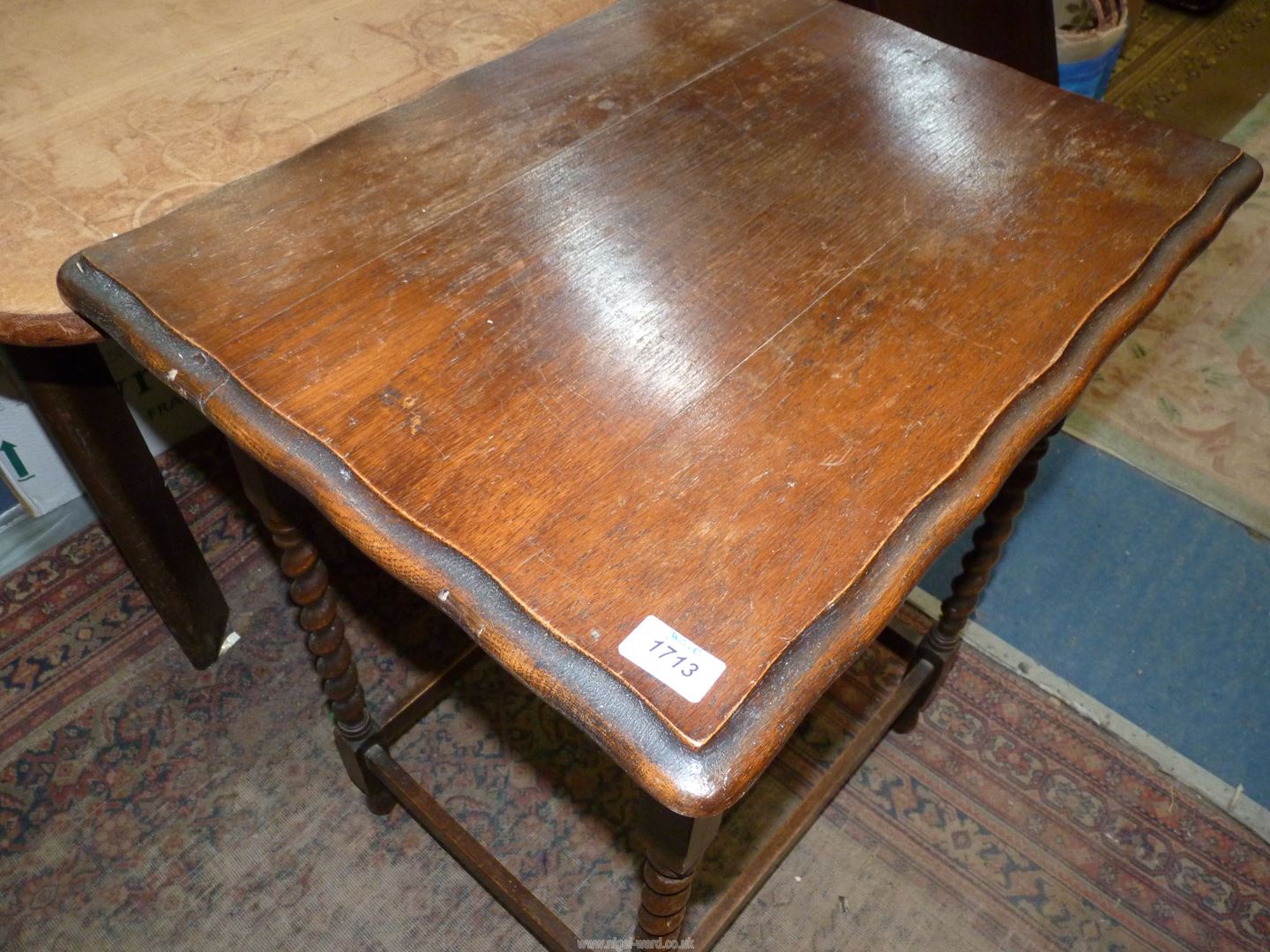 A rectangular Oak occasional Table standing on twist legs with perimeter stretchers, - Image 2 of 2