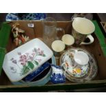 A quantity of china to include Crown Ducal jug and two small vases with floral print, Royal Doulton,