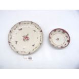 A New Hall porcelain plate and saucer,