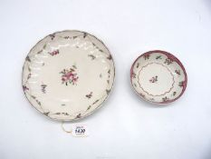 A New Hall porcelain plate and saucer,