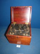A vintage Crystal radio set in Mahogany case, no maker's name, 8 1/2'' x 7'' deep x 7 1/2'' high.
