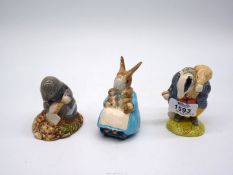 Three Royal Albert Beatrix Potter figures; Tommy Brock The Badger,