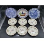 A quantity of china including six Clarice Cliff Olde Bristol porcelain bowls,