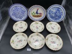 A quantity of china including six Clarice Cliff Olde Bristol porcelain bowls,