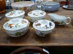 Royal Worcester Evesham, various size casserole dishes and a gravy boat.