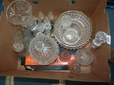 A quantity of glass to include glass bowl, salad bowl, vase, two flower bud vases, two ornaments,