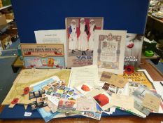 A basket of WWI memorabilia including Daily Telegraph map of The British Front,
