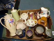 A quantity of jugs and teapots including Mason's, Tunstall, Aynsley, Poole etc.