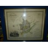 An original C & H Greenwood Map of Monmouthshire. 32" wide x 26 1/2" high including frame.