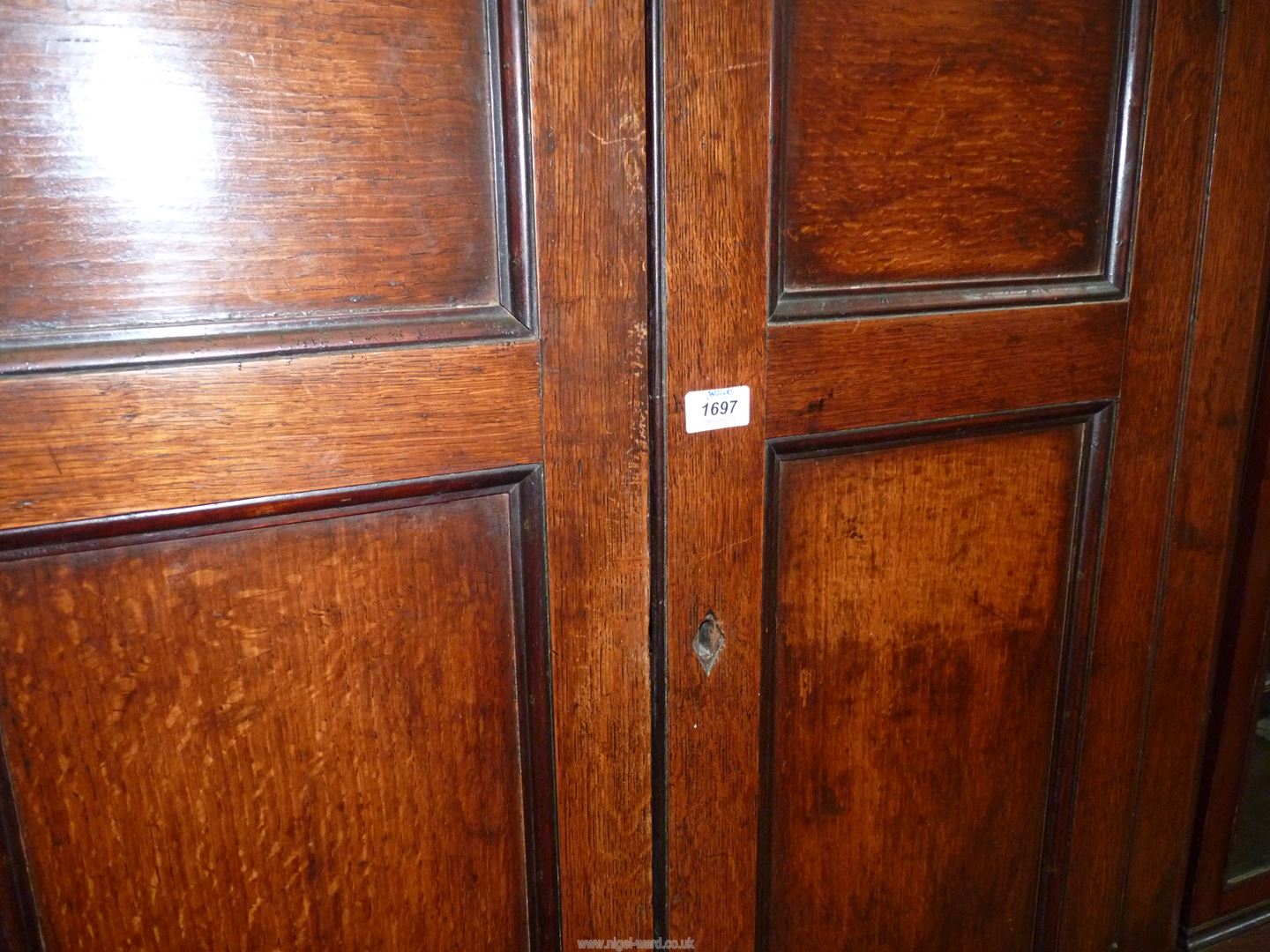 A full height Georgian Oak Corner Cupboard having contrasting beading to the panels and having two - Image 2 of 2