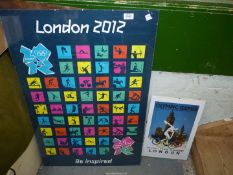 A large 2012 Poster and small reproduction Poster of the 1948 Olympics, both in clip frames.