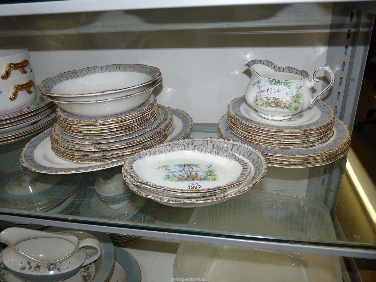 Royal Albert Silver Birch dinnerware to include nine dinner plates, fourteen side plates,