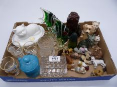 A quantity of china and some glass to include china cats, dogs and Whimsies,