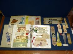 A file and an Album of Bookmarks (various ages) including Stevens Silk bookmarks (about 10),
