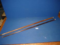 Two Walking canes, one with silver knop, Birmingham, 1901 (tip missing),