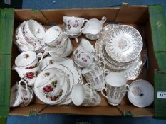 A quantity of part tea sets including Imperial and Princess in gold lustre and floral patterns.