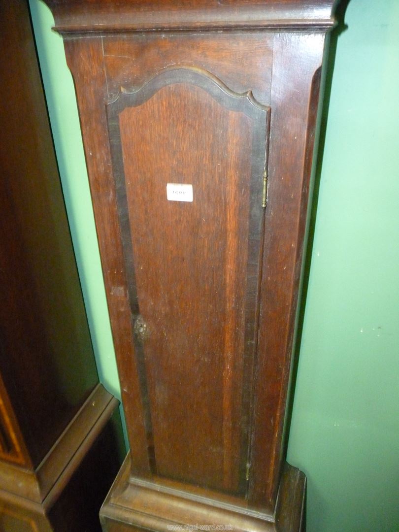 A cross-banded Oak cased Longcase Clock having a painted face with Roman hour numerals and Arabic - Image 4 of 4