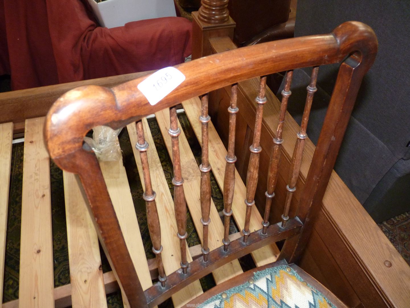 An appealing Mahogany/Satinwood framed spindle backed side Chair standing on cabriole front legs - Image 5 of 5