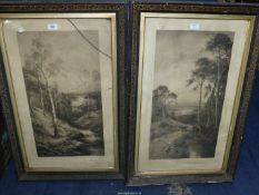 A large pair of carved framed Douglas Graham Prints to include;