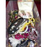 A quantity of miscellaneous costume jewellery including bead necklaces, bracelets etc.